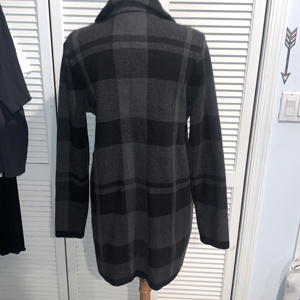 Vintage Bass Sweater Blazer Black and grey Plaid women’s Large - Picture 6 of 7